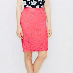 Ann Taylor Cotton Eyelet Skirt Pink Floral Pattern